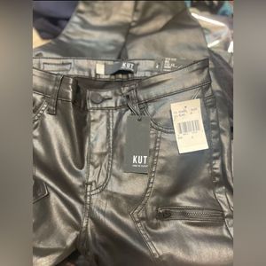 Kut from the Kloth Mia Coated High-Rise Fab AB Toothpick Skinny Black Pants